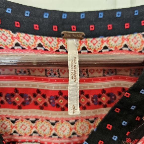 Free People Peace Maker Black Combo Dress Fishtail Lined Boho Casual size Small - Picture 9 of 11